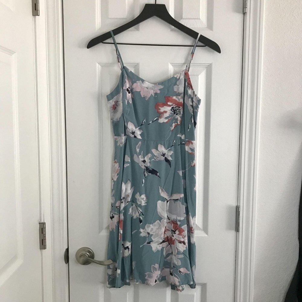Loft Flowy Summer Blue Floral Camisole Dress 0